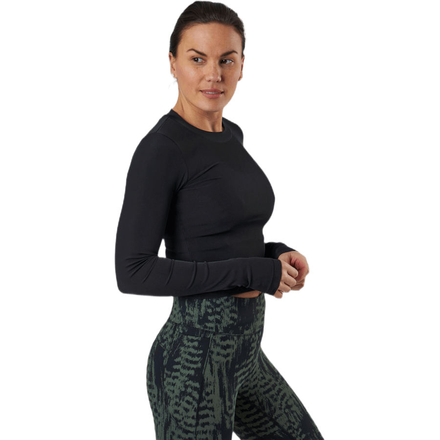 Casall - Shiny Rib Long Sleeve Black
