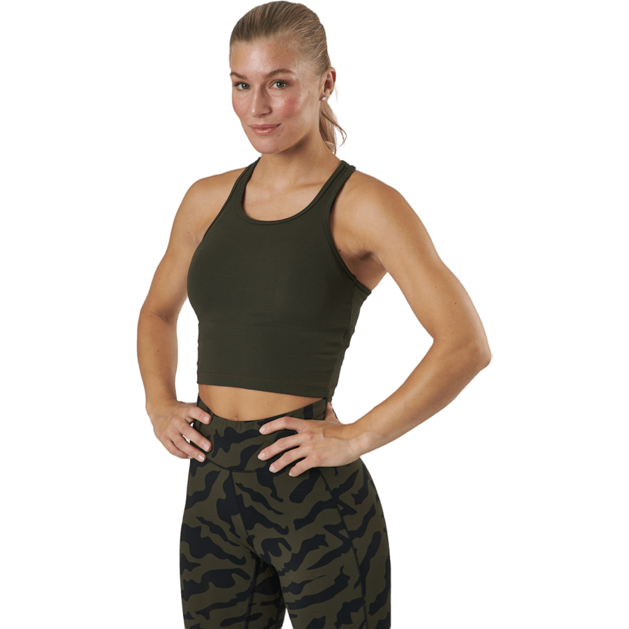 Casall - Bold Rib Crop Tank Forest Green