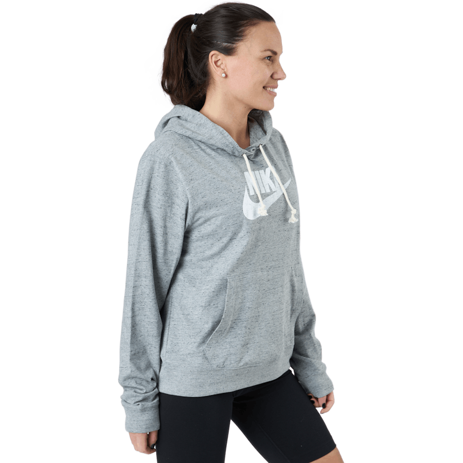 Nike - Sportswear Gym Vintage Women's Pullover Hoodie DK GREY HEATHER/WHITE