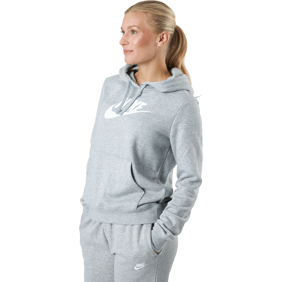 Nike - Sportswear Club Fleece Women's Logo Pullover Hoodie DK GREY HEATHER/WHITE